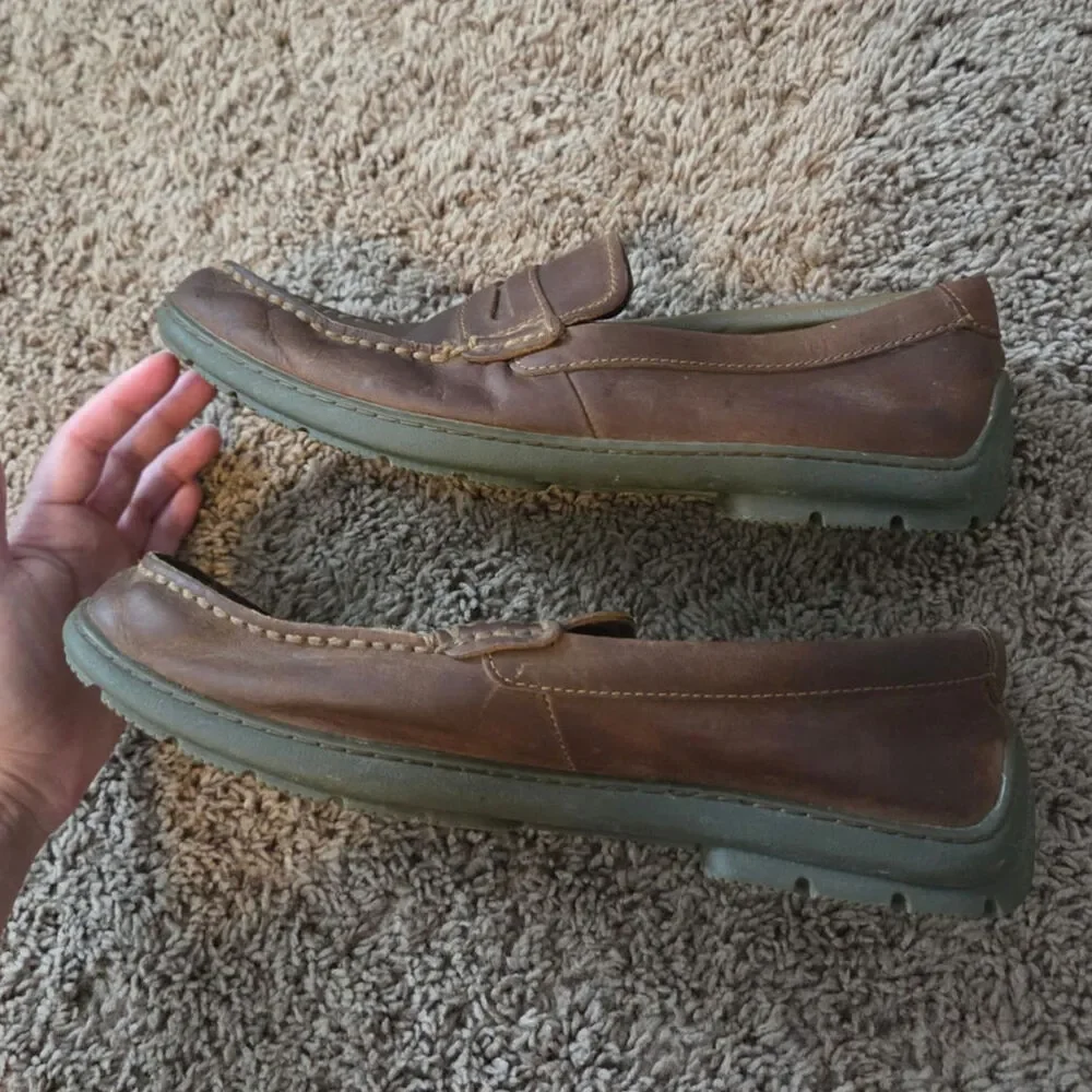 Sperry monterey slip on penny loafers brown leather mens cognac 9.5